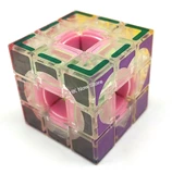 Dayan Void Cube Clear Body V1 with Circle-Heart-Square Label (pink center, limited edition)
