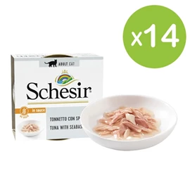 Schesir 貓主食罐頭/ 濃湯系列 吞拿魚鱸魚 70g X 14罐