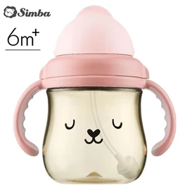 台灣小獅王 Simba 好樂飲PPSU防漏滑蓋學習水杯-250ml 悠悠粉