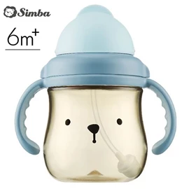 台湾小狮王 Simba 好乐饮PPSU防漏滑盖学习水杯-250ml 安安蓝