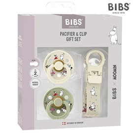 丹麥BIBS Colour 安撫奶嘴及奶嘴夾禮盒裝/ 姆明朋友