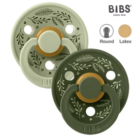丹麥BIBS Colour 圓形乳膠安撫奶嘴/ 0-6M 兩件裝 Holiday 鼠尾草/獵人綠