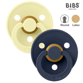 丹麥BIBS Colour 圓形乳膠安撫奶嘴/ 0-6M 兩件裝 月球/太空藍