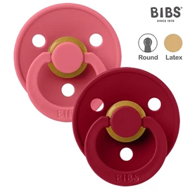 丹麥BIBS Colour 圓形乳膠安撫奶嘴/ 6-18M 兩件裝 珊瑚/紅寶石