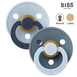 丹麥BIBS Colour 圓形乳膠安撫奶嘴/ 6-18M 兩件裝 藍色混合