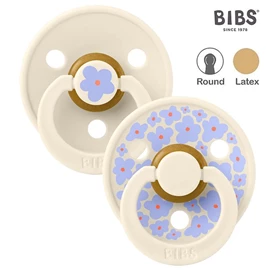 丹麥BIBS Colour 圓形乳膠安撫奶嘴/ 0-6M 兩件裝 茉莉花 象牙