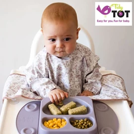 英國Tidy Tot 防水輕便飯衣(吸盤款)-長袖 玫瑰花園