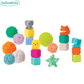 美國infantino 軟身多質感堆疊玩具套裝/ 20件裝