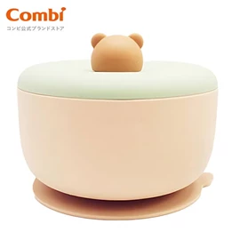 日本Combi 鉑金矽膠吸盤餐碗/ 小熊