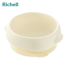 日本Richell TLI 嬰幼兒好舀取矽膠吸盤碗/ 象牙色