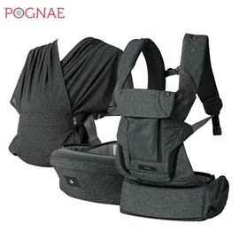 韓國Pognae Max 萬能四合一透氣嬰兒揹帶-牛仔黑