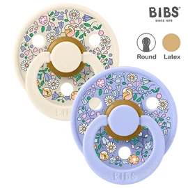 丹麥BIBS Colour 圓形乳膠安撫奶嘴/ 6-18M 兩件裝 Liberty 象牙/灰藍