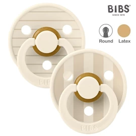 丹麥BIBS Colour 圓形乳膠安撫奶嘴/ 6-18M 兩件裝 條紋 象牙香草混合