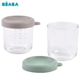 法国BEABA 可堆叠玻璃食物储存器/ 250ml X 2个 鼠尾草/浅灰
