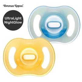 英国Tommee Tippee Ultra Light 超轻矽胶安抚奶嘴/ 夜光 6-18M 两个装