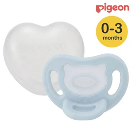 日本Pigeon Soft Buddy 全矽胶安抚奶嘴连收纳盒/ S码 浅蓝