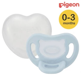 日本Pigeon Soft Buddy 全矽胶安抚奶嘴连收纳盒/ S码 浅蓝