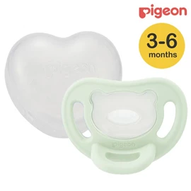 日本Pigeon Soft Buddy 全矽胶安抚奶嘴连收纳盒/ M码 薄荷绿