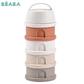 法国BEABA 四层奶粉及小食储存器/ 奶油陶红