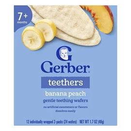 美国Gerber 有机磨牙米饼/ 香蕉蜜桃 48g