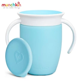 美國 Munchkin Miracle 360° 防漏學飲杯(附蓋)-藍色 207ml/7oz