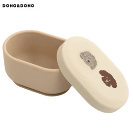 韓國DONO&DONO 白金矽膠吸盤碗連蓋/ 啡色