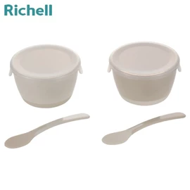 日本Richell TLI 離乳食餐碗套裝附匙及蓋
