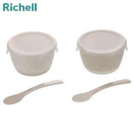 日本Richell TLI 離乳食餐碗套裝附匙及蓋