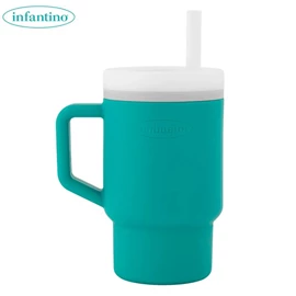 美国infantino My 1st Tumbler 全矽胶防漏吸管杯/ 9oz 青草绿
