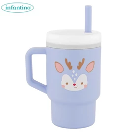 美国infantino My 1st Tumbler 全矽胶防漏吸管杯/ 9oz 驯鹿