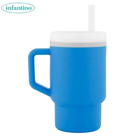 美国infantino My 1st Tumbler 全矽胶防漏吸管杯/ 9oz 海洋蓝