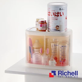 日本Richell 組合式平頂雙層奶瓶收納箱
