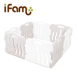 韓國iFam 貝殼款遊戲圍欄(不包地墊)-8片裝 淺啡/白色