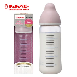 日本CHUCHU 自然.闊身口徑耐熱玻璃奶瓶-240ml