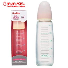 日本CHUCHU 自然.標準口徑耐熱玻璃奶瓶-240ml
