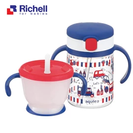 日本Richell Aqulea 吸管式飲水杯套裝-藍色