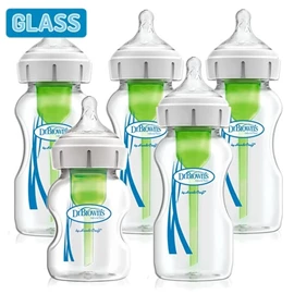 美國Dr. Brown's Options+ 仿母乳排氣奶樽-玻璃奶瓶優惠裝 4大1小