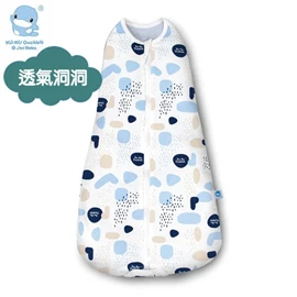 台灣KuKu Duck 超好眠洞洞成長包巾-藍點印記