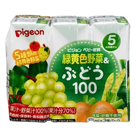 日本Pigeon 晨光婴儿果汁-黄绿色蔬菜葡萄汁 125ml x3包