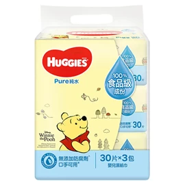 美國Huggies 純水嬰兒濕紙巾-30片X3包