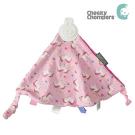 英國Cheeky Chompers 嬰兒牙膠安撫巾-戀愛獨角獸