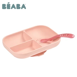 法國BEABA 矽膠分隔餐具套裝-2件套 粉紅