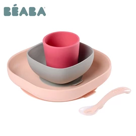 法國BEABA 矽膠餐具套裝-4件套 粉紅