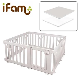 韓國iFam 樺木色系遊戲圍欄(連地墊)-8片裝 淺啡色
