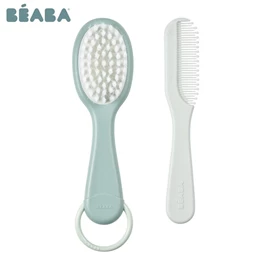 法國BEABA 嬰兒超軟刷子連梳-藍綠色