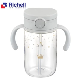 日本Richell Axstars 吸管水杯-淺灰 320ml