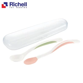 日本Richell TLI 嬰兒軟質餵食匙/ 兩支裝連盒