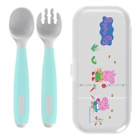 Parents League 可彎曲幼兒叉匙組合(連收納盒)-Peppa Pig 綠色