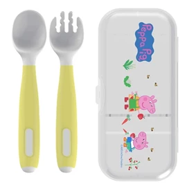 Parents League 可彎曲幼兒叉匙組合(連收納盒)-Peppa Pig 黃色