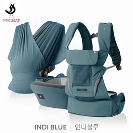 韓國Pognae Max 萬能四合一透氣嬰兒揹帶-湖水藍